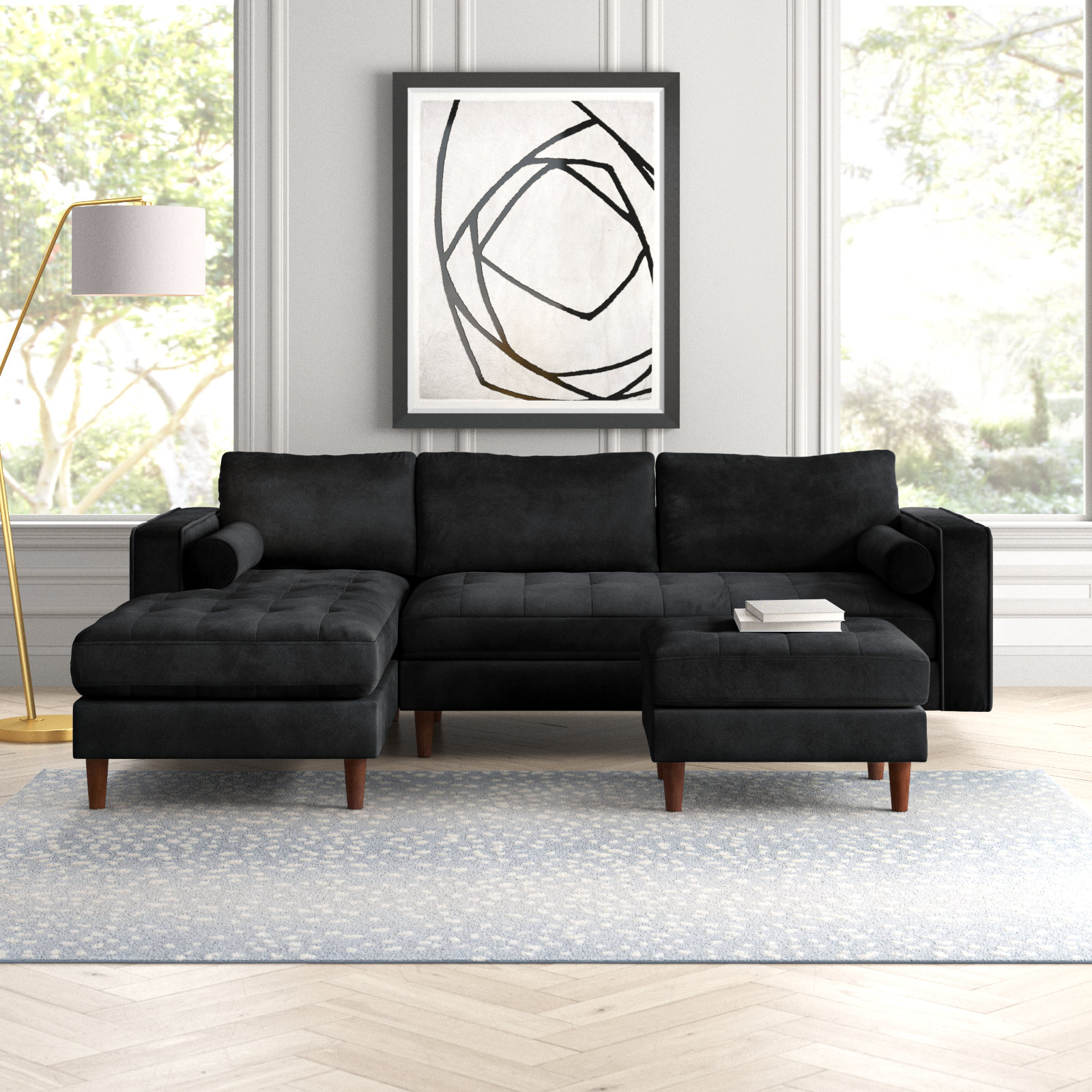 Sofa and chaise with ottoman discount